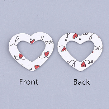 PU Leather Pendants, Heart, For Valentine's Day Jewelry Making, White, 35x39x1.5mm, Hole: 1.4mm