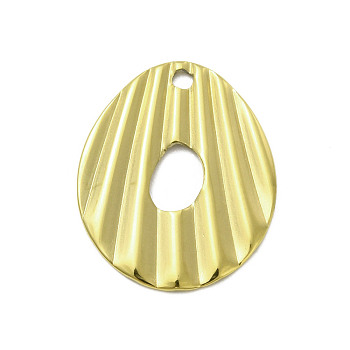 Textured 201 Stainless Steel Pendants, Golden, Oval, 21.5x17.5x1mm, Hole: 1.6mm