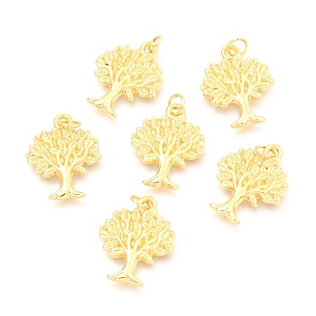 Alloy Pendants, Long-Lasting Plated, with Jump Ring, Tree, Real 18K Gold Plated, 22x17x2.5mm, Hole: 3.5mm