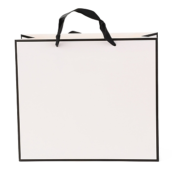Rectangle Paper Bags, with Handles, for Gift Bags and Shopping Bags, White, 28x32x0.6cm