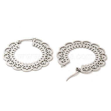 Non-Tarnish 304 Stainless Steel Hollow Flower Hoop Earrings(EJEW-P248-03P)-3