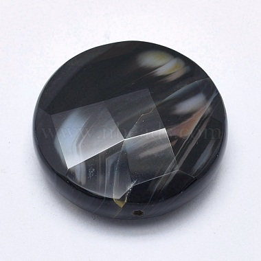 Natural Black Agate Beads(G-P384-L)-3