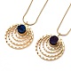 Natural Quartz Flat Round Pendant Necklace with 304 Stainless Steel Snake Chain(NJEW-K244-06G)-1