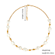 Collar de cuentas redondas planas y cuadradas de perlas naturales con cadenas de acero inoxidable para mujer(SX4591-1)-3