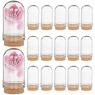 Glass Dome Cloche Cover, Bell Jar, with Cork Base, For Doll House Container, Dried Flower Display Decoration, Clear, 44.5x25mm, Capactiy: about 9ml(0.3 fl. oz), 15pcs/box(AJEW-CP0005-62B)