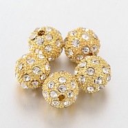 Alloy Rhinestone Beads, Grade A, Round, Golden, 12mm, Hole: 1.5mm(X-ALRI-Q212-4)