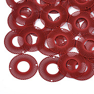 430 Stainless Steel Links connectors, Spray Painted, Etched Metal Embellishments, Donut, Red, 20x0.3mm, Hole: 1.2mm(STAS-T042-17C)
