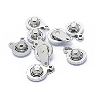 316 Surgical Stainless Steel Snap Clasps, Flat Round, Stainless Steel Color, 19x10.5x5.5mm, Hole: 1.5mm(STAS-F208-02C-P)