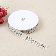 Printed Polyester Ribbons, Musical Note, Antique White, 5/8 inch(15mm), 20 yards/roll(MUSI-PW0001-57)