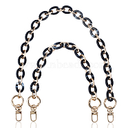 WADORN 2Pcs 2 Style Acrylic Cable Chain Bag Strap, with Alloy Ring Clasps & Swivel Clasps, Bag Replacement Accessories, Black, 2 style/set(FIND-WR0002-74)