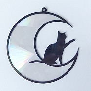Acrylic Big Pendant, Black, Cat, Moon, 127mm(PW-WG20242-06)
