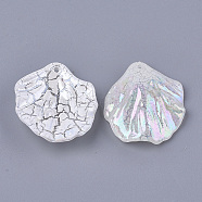 Acrylic Pendants, Crackle & AB Color, Petal, Creamy White, 31x27x7mm, Hole: 1.5mm(X-CACR-Q034-03A)