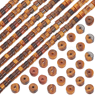 1 Strand Natural Tiger Eye Beads Strands, Heishi Beads, Flat Round/Disc, 4x2.5mm, Hole: 0.5mm, about 167pcs/strand, 15.04 inch(38.2cm)(G-BBC0001-25)