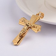 Easter Theme Crucifix Cross 304 Stainless Steel Pendants, Golden, 49x33x5mm, Hole: 12x6mm(STAS-N080-07G)