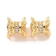 Brass Micro Pave Cubic Zirconia Spacer Beads, Flower, Golden, 6x6mm, Hole: 1.8mm(KK-A181-VF431-1)
