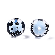 Transparent Acrylic Enamel Beads, Bead in Bead, Round, Light Sky Blue, 14~15x13mm, Hole: 2mm(TACR-G040-01S)