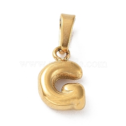 316L Surgical Stainless Steel Charms, Letter Charm, Golden, Letter G, 10x6x2.5mm, Hole: 2.5x4.5mm(STAS-G315-01G-G)