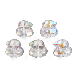 Transparent Electroplate Glass Beads, AB Color Plated, Duck, Clear AB, 11.5x12x10.5mm, Hole: 1mm(GLAA-N035-023-K01)