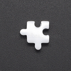 201 Stainless Steel Charms, for Simple Necklaces Making, Laser Cut, Puzzle Piece, Stainless Steel Color, 10x10x3mm, Hole: 1.8mm(STAS-R109-JA431-1)