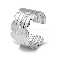 304 Stainless Steel Cuff Bangles for Women, Flat Round, Stainless Steel Color, Inner Diameter: 2-1/4 inch(5.65cm)(BJEW-Z078-20P)