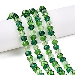 Transparent Glass Beads Strands, Faceted, Rondelle, Lime Green, 8x6.5mm, Hole: 1mm, about 64~66pcs/strand, 15.55~16.8''(39.5~42cm)(GLAA-T023-09E)