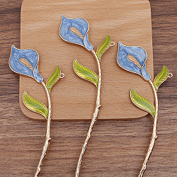 Alloy Enamel Flower Hair Sticks, with Loop, Long-Lasting Plated, Hair Accessories for Women, Cornflower Blue, 178x40mm(OHAR-PW0006-25F)
