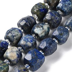 Natural Lapis Lazuli Beads Strands, with Seed Beads, Cube, Faceted, 9.5~11x9.5~10.5x9.5~10.5mm, Hole: 1.2mm, about 29pcs/strand, 15.35~15.67''(39~39.8cm)(G-B065-A03)