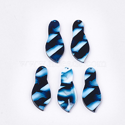 Cellulose Acetate(Resin) Pendants, Deep Sky Blue, 46x18x2.5~3mm, Hole: 1.2mm(KY-T008-26B)