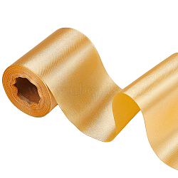 20M Polyester Satin Ribbon, Christmas Ribbon, For Opening Ceremony, Wedding Party Decoration, Gold, 4 inch(100mm), about 21.87 Yards(20m)/Roll(OCOR-WH036-23A)