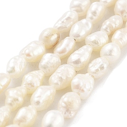 Natural Keshi Pearl Cultured Freshwater Pearl Beads Strands, Baroque Pearls, Grade 3A, Rice, Snow, 2~3mm, Hole: 0.3mm, about 37pcs/strand, 7.09''(18cm)(PEAR-P062-19)