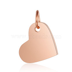 201 Stainless Steel Stamping Blank Tag Charms, Manual Polishing, Heart, Rose Gold, 10x12x1mm, Hole: 3.5mm(STAS-S105-T618-3)