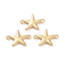 Rack Plating Brass Connector Charms, Cadmium Free & Lead Free, Long-Lasting Plated, Real 18K Gold Plated, Starfish, 11x16x2mm, Hole: 1.2mm(KK-G512-10B-G)