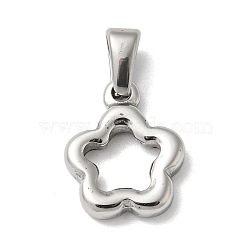304 Stainless Steel Pendants, Flower, Stainless Steel Color, 18x15x3.5mm, Hole: 7x4mm(STAS-I127-069P-A)
