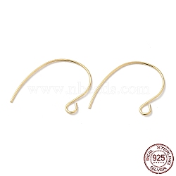 925 Sterling Silver Earring Hooks, Ear Wire, with Open Loop, Real 18K Gold Plated, 18mm, Hole: 2.5mm, Pin: 0.6mm(STER-M114-06G)