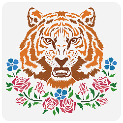 PET Hollow Out Drawing Painting Stencils, for DIY Scrapbook, Photo Album, Tiger Pattern, 30x30cm(DIY-WH0391-0401)