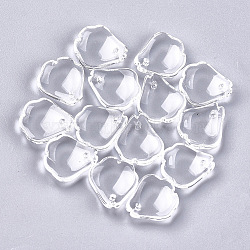 Transparent Glass Pendants, Petaline, Clear, 16x14~14.5x3.5mm, Hole: 1mm(GGLA-S010-04A)