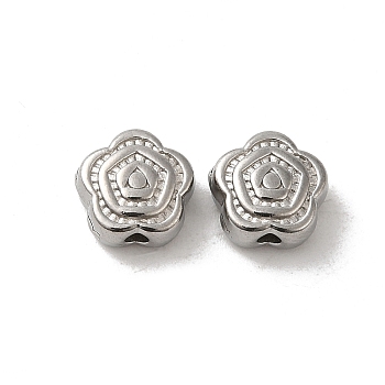 304 Stainless Steel Beads, Flower, Stainless Steel Color, 7.5x8x4mm, Hole: 1.4mm
