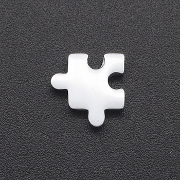 201 Stainless Steel Charms, for Simple Necklaces Making, Laser Cut, Puzzle Piece, Stainless Steel Color, 10x10x3mm, Hole: 1.8mm
