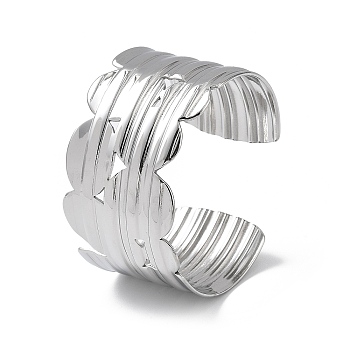 304 Stainless Steel Cuff Bangles for Women, Flat Round, Stainless Steel Color, Inner Diameter: 2-1/4 inch(5.65cm)