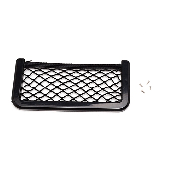 Adhesive Back Plastic Car Storage Net, with Iron Findings, Universal Car Interior Accessories, Black, 19.9x9.2x1.1cm
