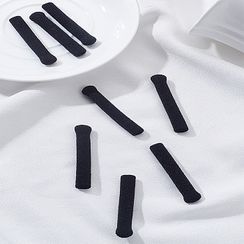 4 Pairs Woolen Yarn Elastic Eyeglasses Temple Tips Sleeve Retainer, Anti Slip Holder, Rectangle, Black, 55x8.5x4mm