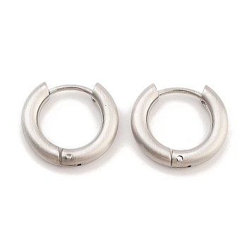 Tarnish Resistant Frosted 304 Stainless Steel Huggie Hoop Earrings for Women, with 316 Stainless Steel Pins, Stainless Steel Color, 3x14.5~15.5mm