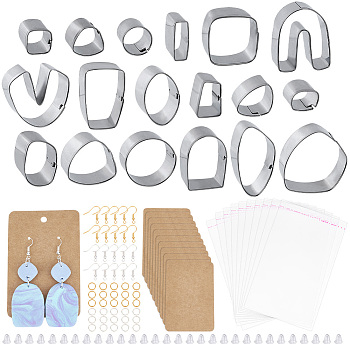 Unicraftale DIY Earring Making Finding Kit, Including 430 Stainless Steel Polymer Clay Cutters, Plastic Ear Nuts, Metal Earring Hooks & Jump Rings, OPP Bags, Earring Display Card, Mixed Color, 1.05~4.1x2~5x2~2.1cm, 118pcs/set
