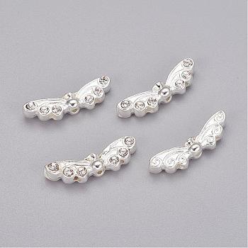 Tibetan Style Alloy Multi-strand Links, Wing, Silver, 6x21.5x4mm, Hole: 1.5mm