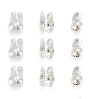 Iron Bead Tips, Calotte Ends, Cadmium Free & Lead Free, Clamshell Knot Cover, Platinum, 6x3.5mm, Hole: 1mm, 2.4mm inner diameter