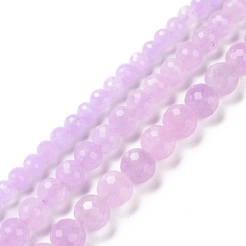 Natural Amethyst Beads Strands,  Faceted(128 Facets), Round, 6x6mm, Hole: 1mm, about 68pcs/strand, 15.59''(39.6cm)