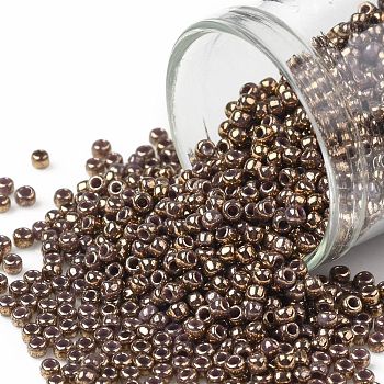 TOHO Round Seed Beads, Japanese Seed Beads, (1704) Gilded Marble Lavender, 11/0, 2.2mm, Hole: 0.8mm, about 5555pcs/50g