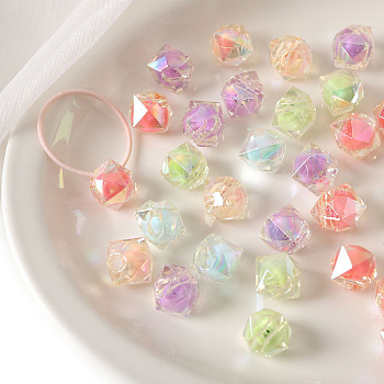 Transparent Acrylic European Beads, Bead in Bead, Cube, Mixed Color, 16x15.7x15.8mm, Hole: 4mm, 210pcs/500g