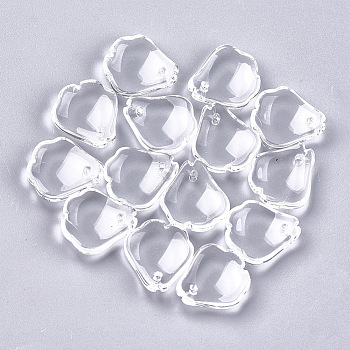 Transparent Glass Pendants, Petaline, Clear, 16x14~14.5x3.5mm, Hole: 1mm