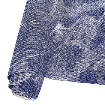 Inkjet Pattern Imitation Leather Fabric, Clothing Accessories, Midnight Blue, 200x32x0.09cm